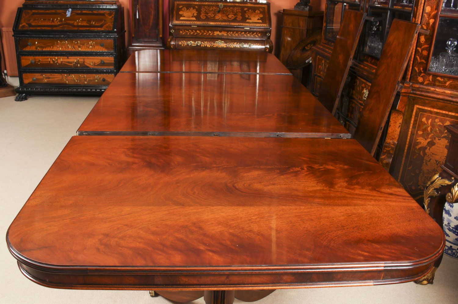 photo furniture Bespoke 12ft Regency Revival Dining Table Inlaid Flame Mahogany
