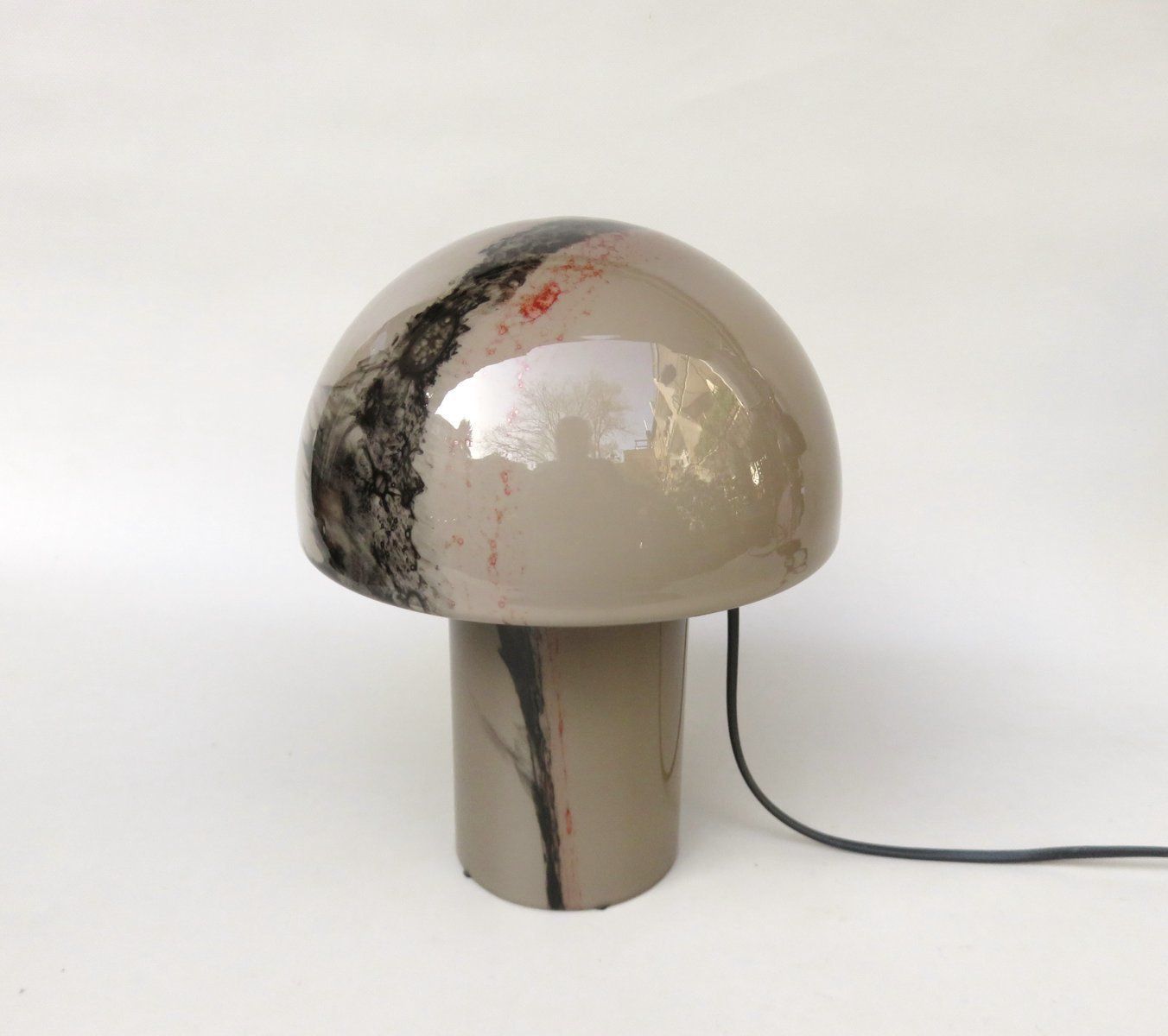 Small Black Orange Mushroom Luminaire Table Lamp From Peill And Putzler, 1970s photo for sale