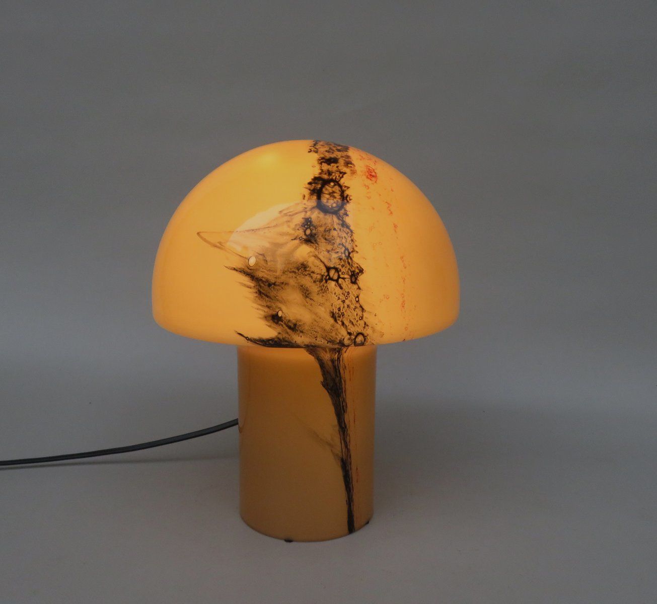 Small Black Orange Mushroom Luminaire Table Lamp From Peill And Putzler, 1970s photo vinterior