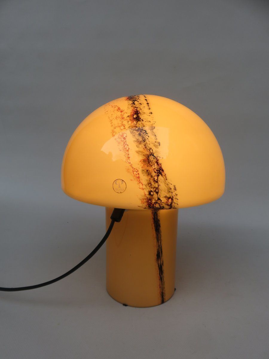 Small Black Orange Mushroom Luminaire Table Lamp From Peill And Putzler, 1970s photo vintage
