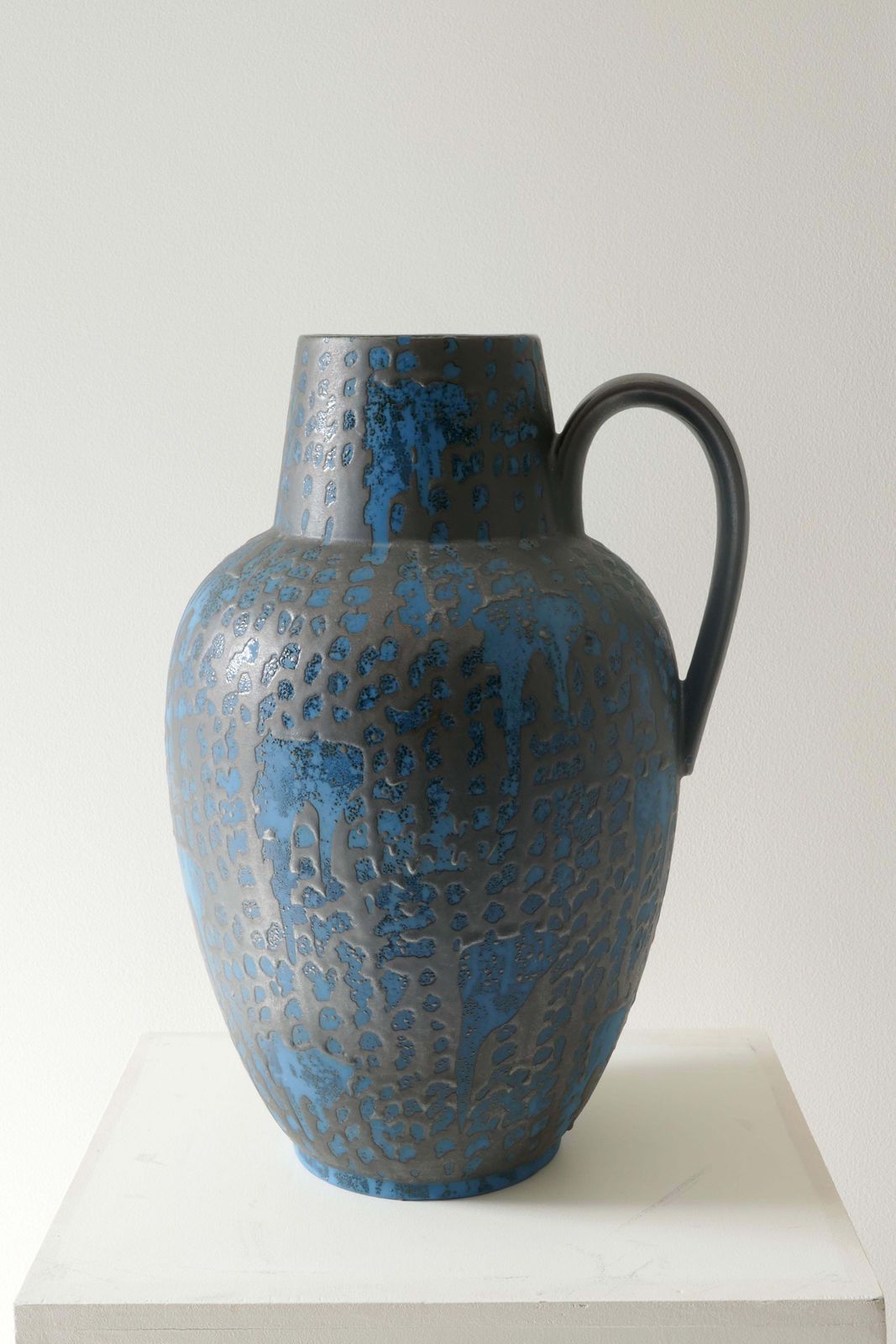 Large Ceramic Graphite And Blue Vase, West Germany 1970's photo for sale