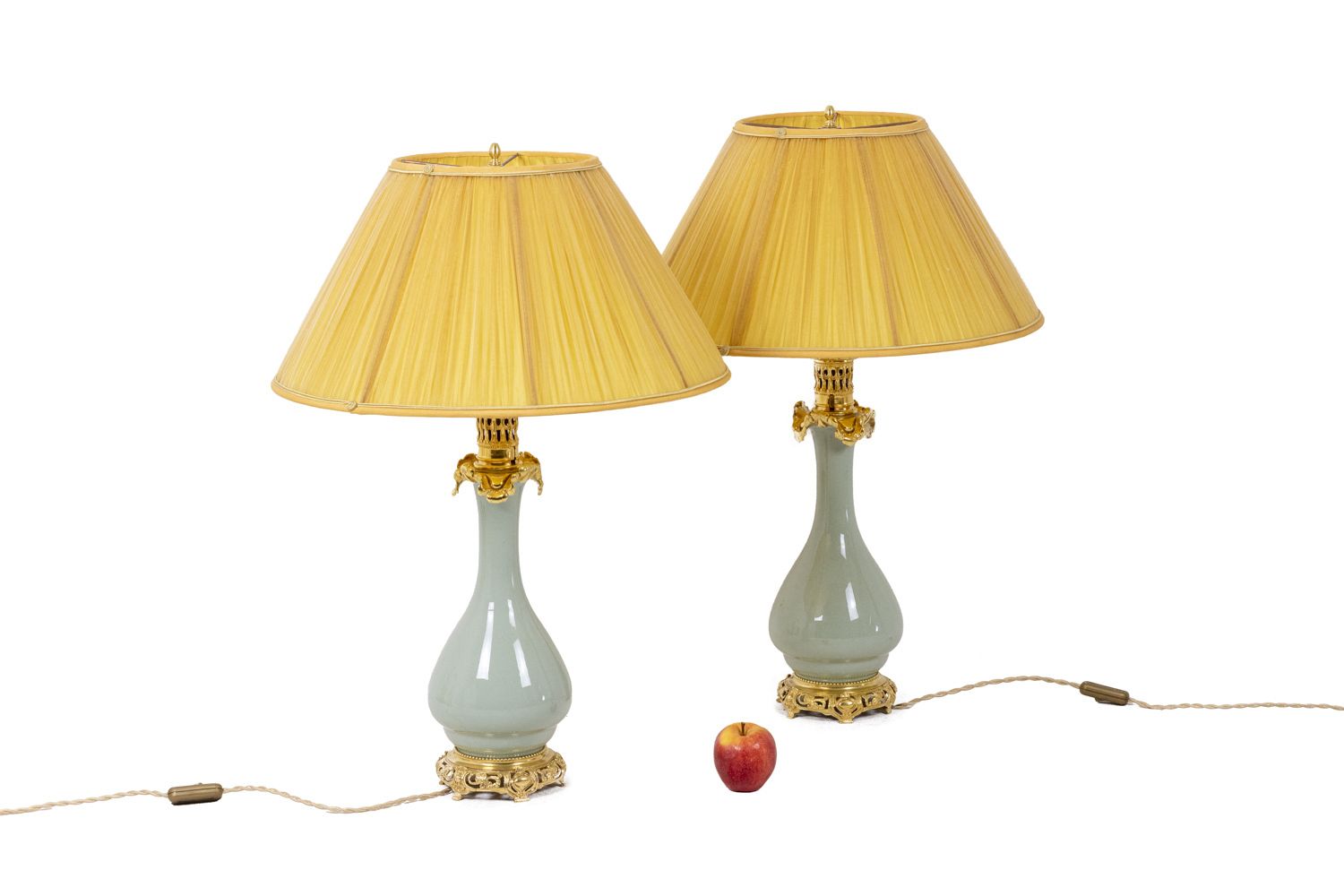 Pair Of Lamps In Porcelain Of Céladon And Bronze, Circa 1880 photo buy