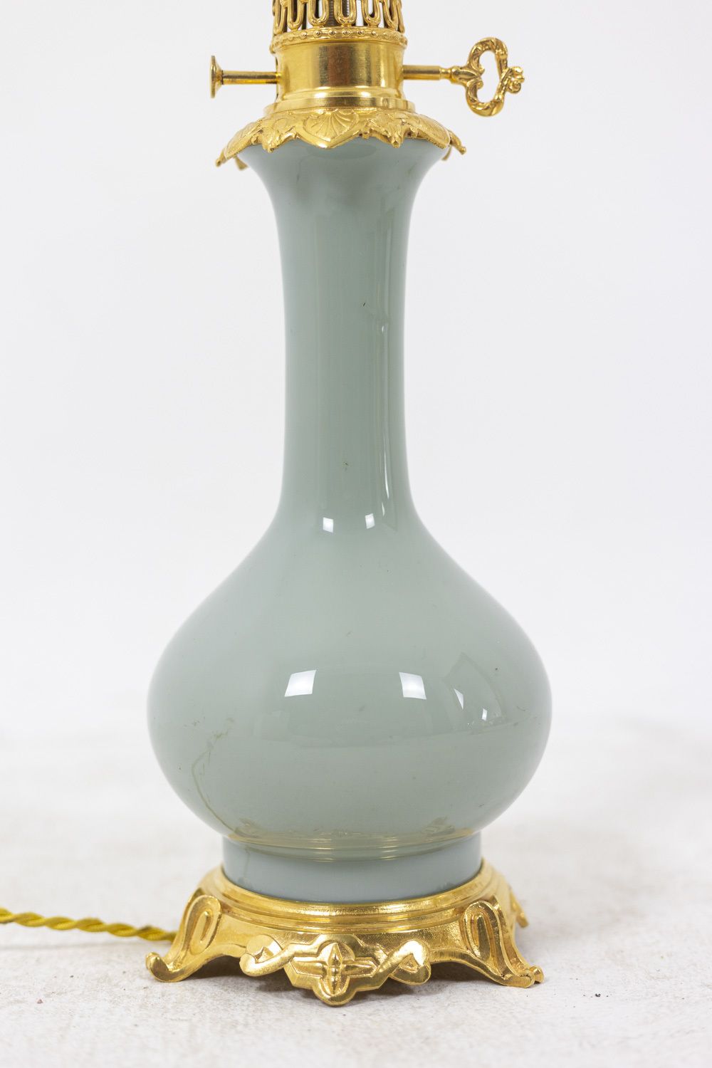 Pair Of Lamps In Céladon Porcelain And Gilt Bronze, Circa 1880 photo vinterior