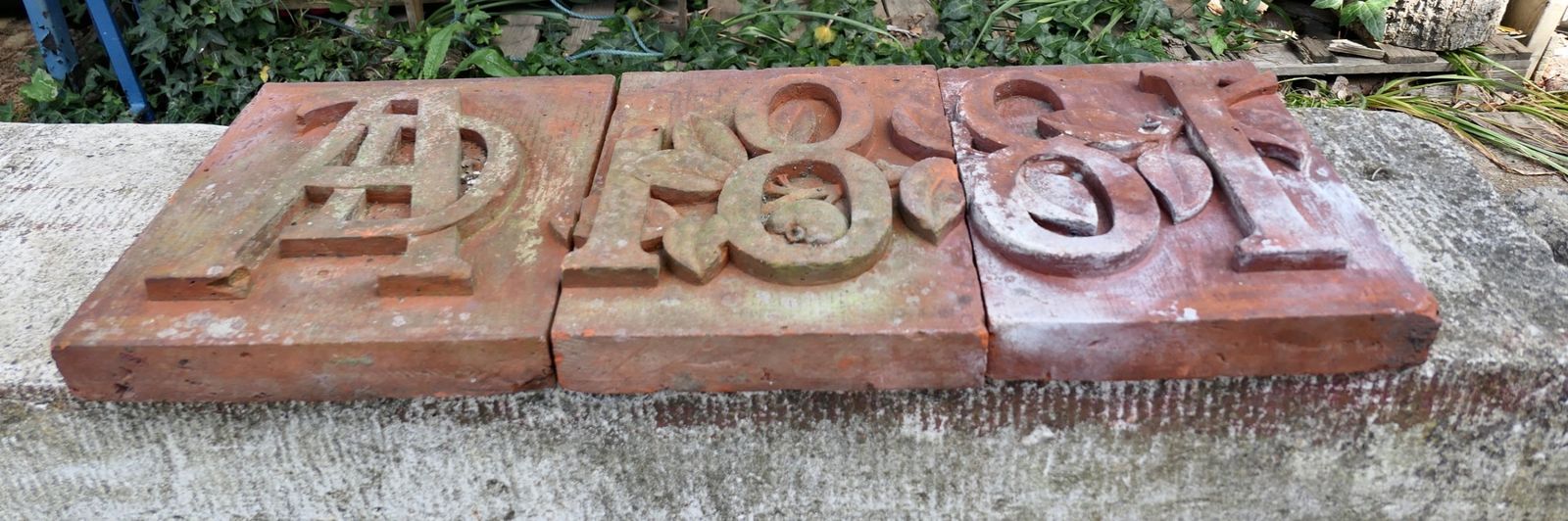 3 Hand Made Terracotta Foundation Stones Ad1881 photo buy