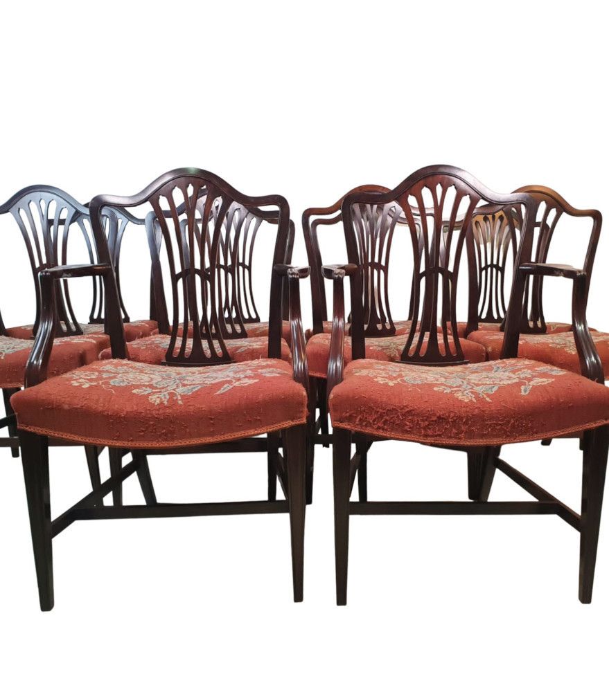 A Very Fine Set Of Ten Early 1900's Dining Chairs photo furniture
