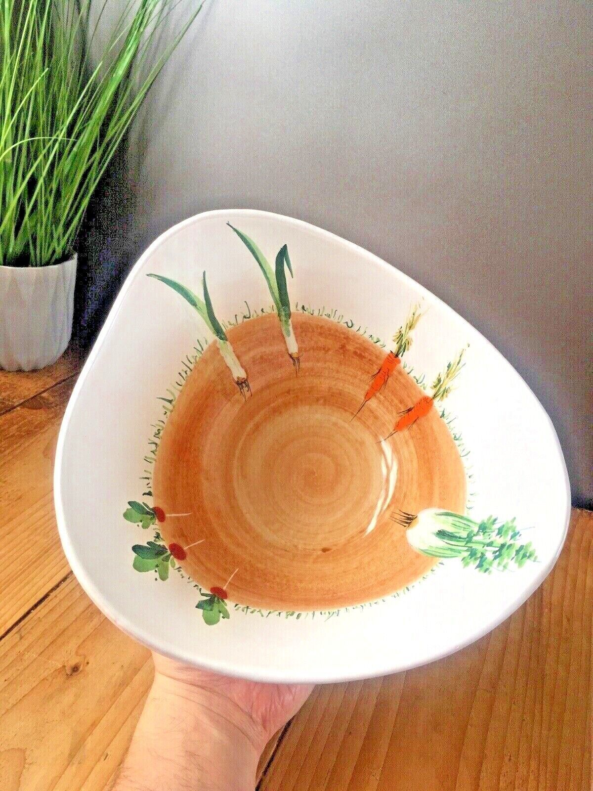 Mid Century 70's Italian Pottery Salad Veg Pasta Bowl Retro Modern Italy 3751