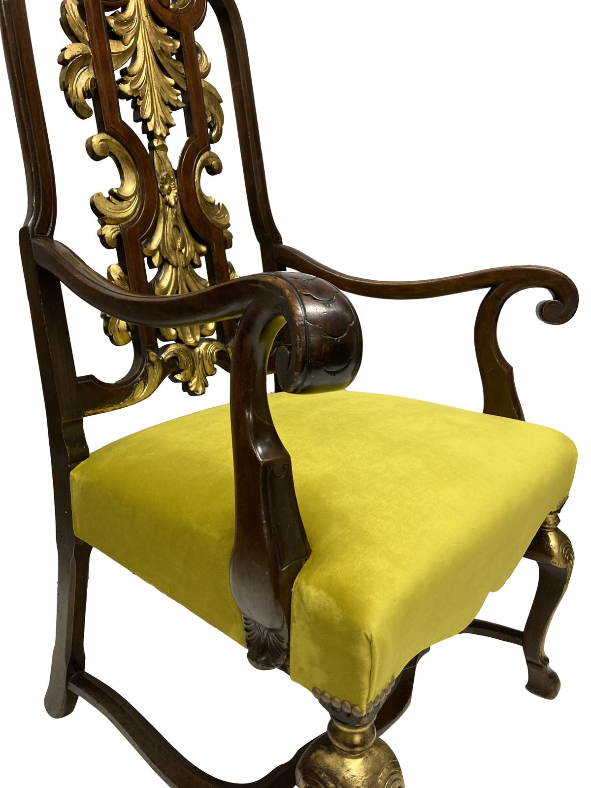 A Queen Anne Style Parcel Gilt Armchair photo Furniture