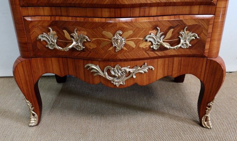 photo vintage Semainier In Amaranth Veneer And Marquetry, Louis XV Style   Early 20th Century