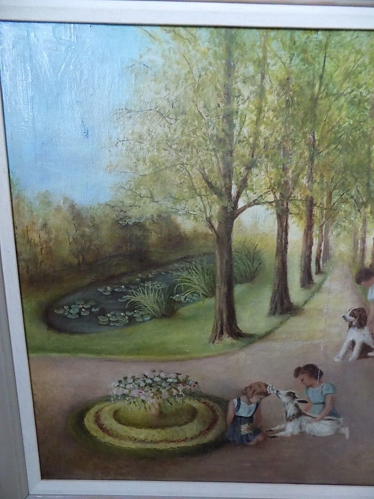 Framed Origional Oil Painting Children Animals Painting Oil On Canvas Picture photo Art
