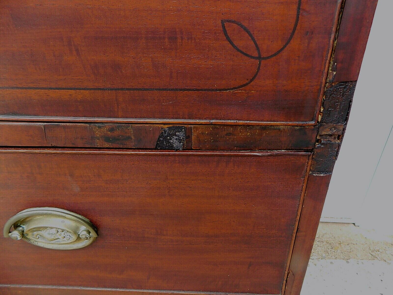 Edwardian Mahogany Inlaid Secretaire Bureau Desk Drawers Writing Office Bracket photo Furniture