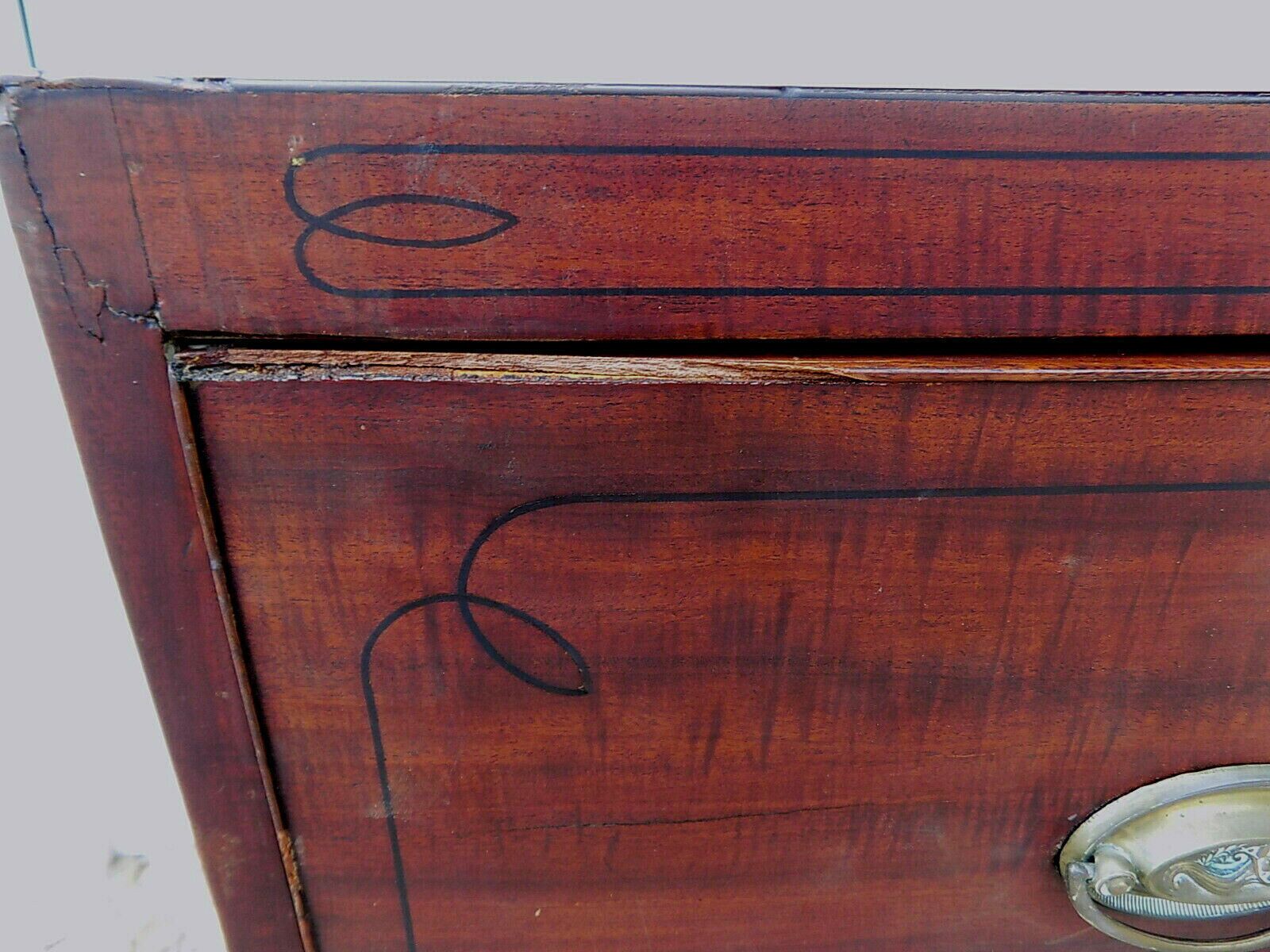Edwardian Mahogany Inlaid Secretaire Bureau Desk Drawers Writing Office Bracket photo buy