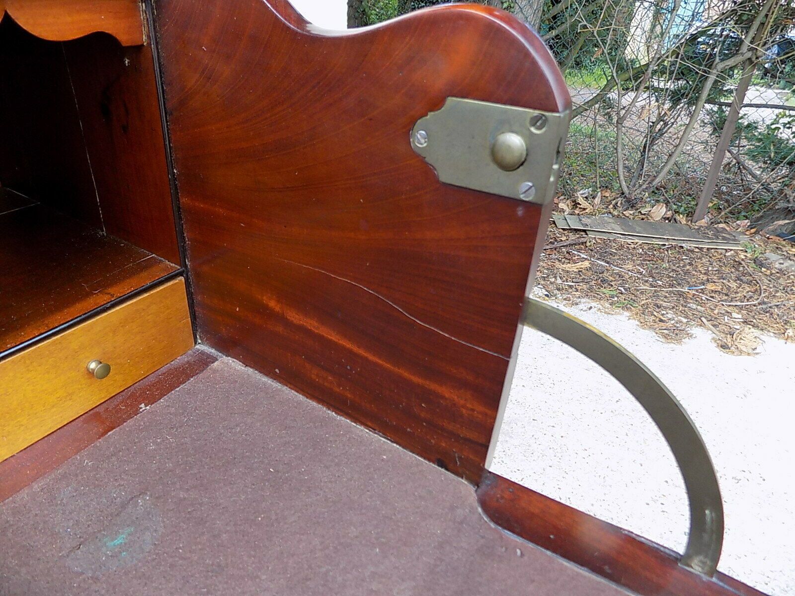 Furniture Edwardian Mahogany Inlaid Secretaire Bureau Desk Drawers Writing Office Bracket photo