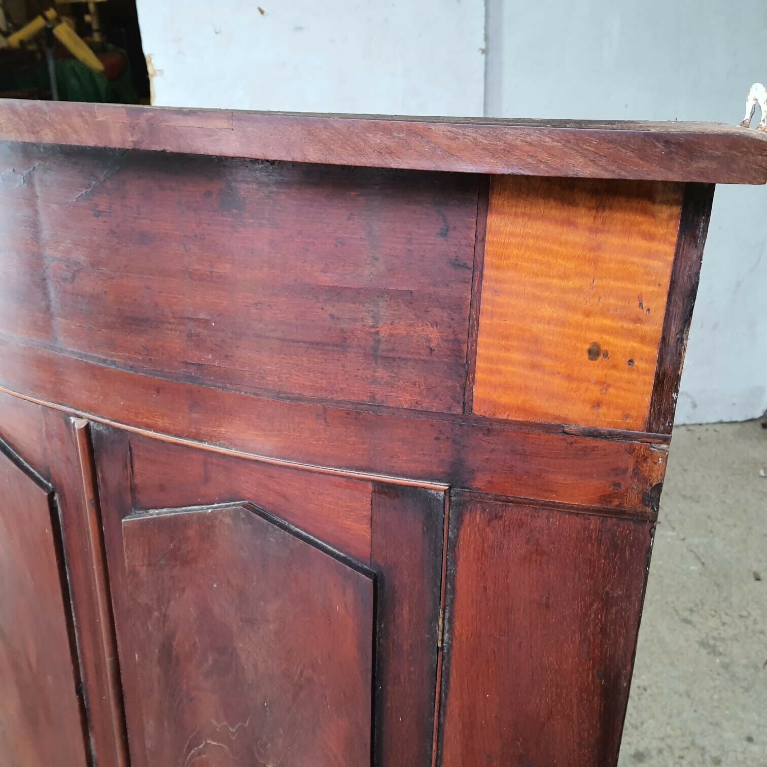 Antique Georgian Mahogany Large Corner Cabinet/Cupboard, Drawer, Shelves, Inlaid photo vintage