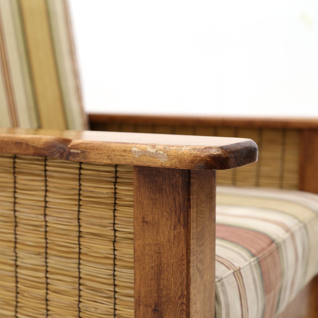 1125.0 Pair Of South African Colonial Armchairs In Wood And Straw, 1980s photo