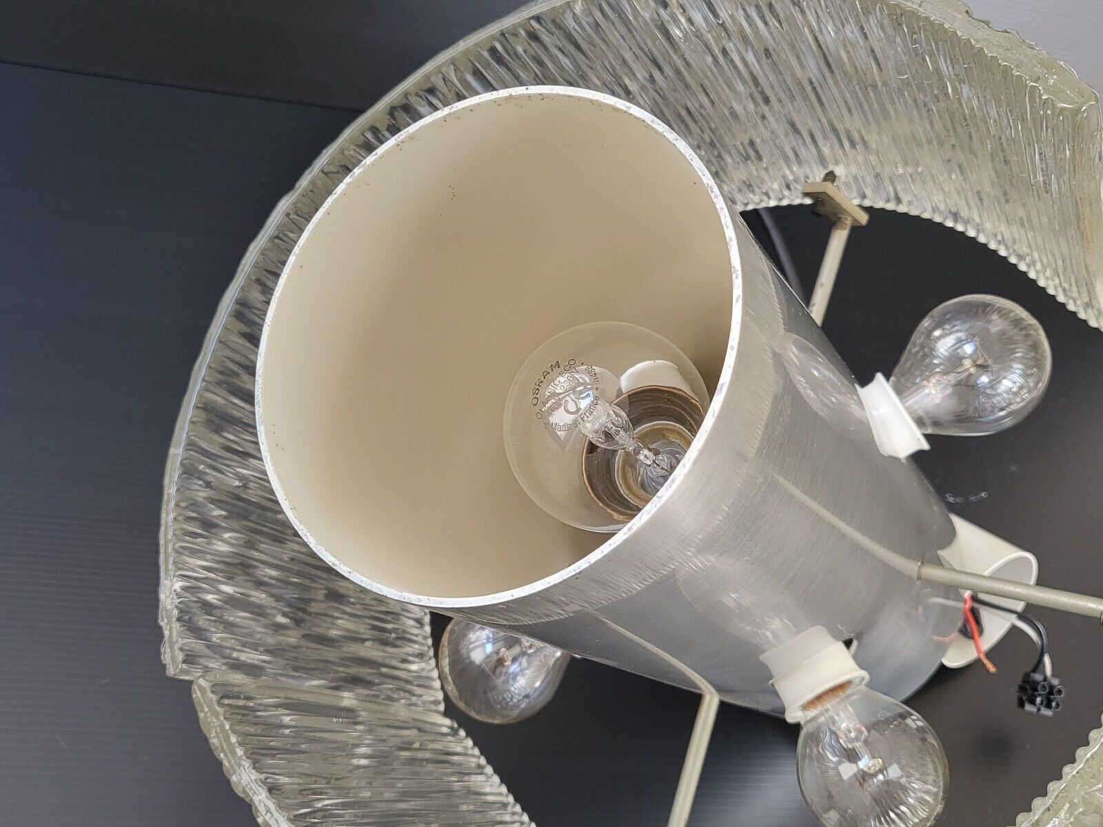 Superb Vintage 1960 Suspension Chandelier By Jt Kalmar Glass & Steel 60s 1960s photo Lighting