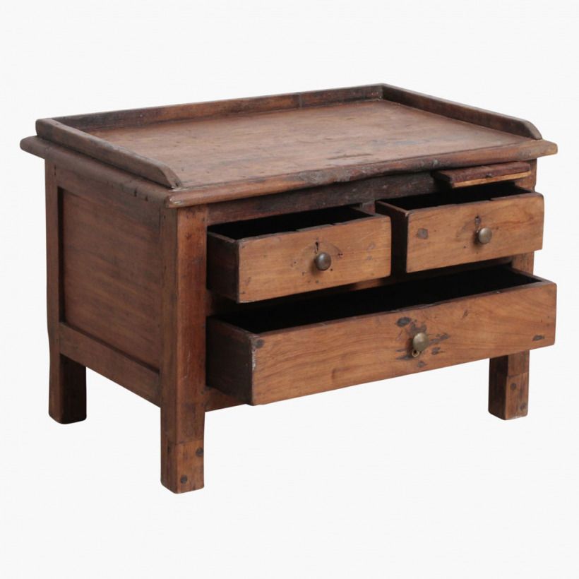 Antique Teak Jewellery Chest, 1800s