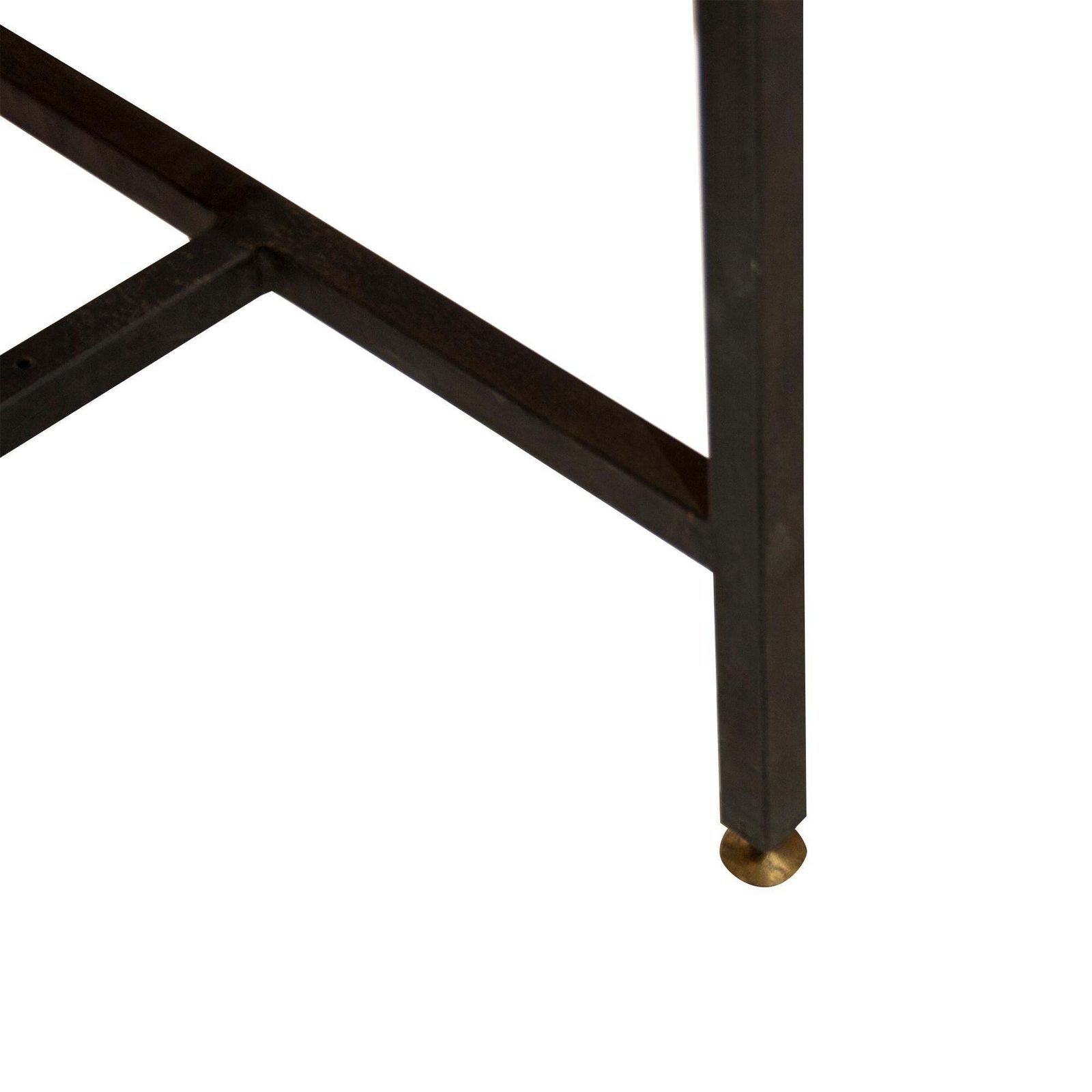 Mid Century Modern Teak Wooden Desk With Black Lacquered Iron Base, Italy, 1950 photo vinterior