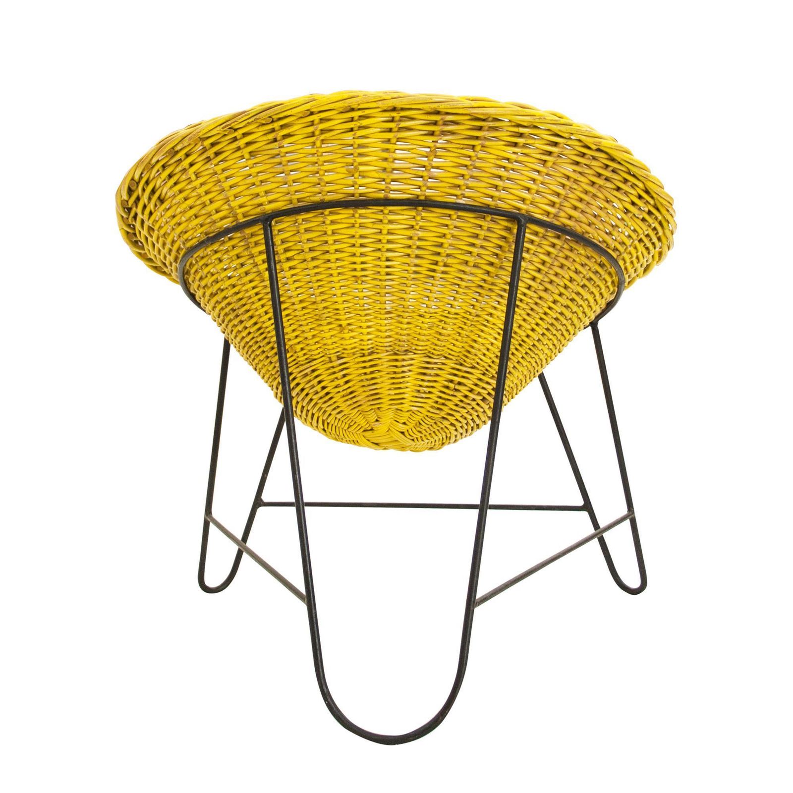 Mathieu Matégot "Wicker" Chair Made With Iron And Natural Fiber, France, 1950 photo for sale