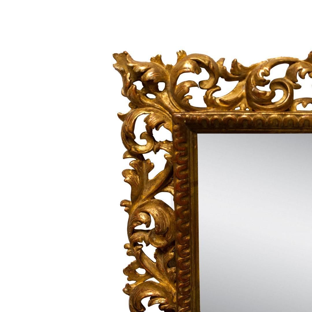 Neoclassical Empire Gold Hand Carved Wooden Square Mirror, Spain, 1970 photo furniture