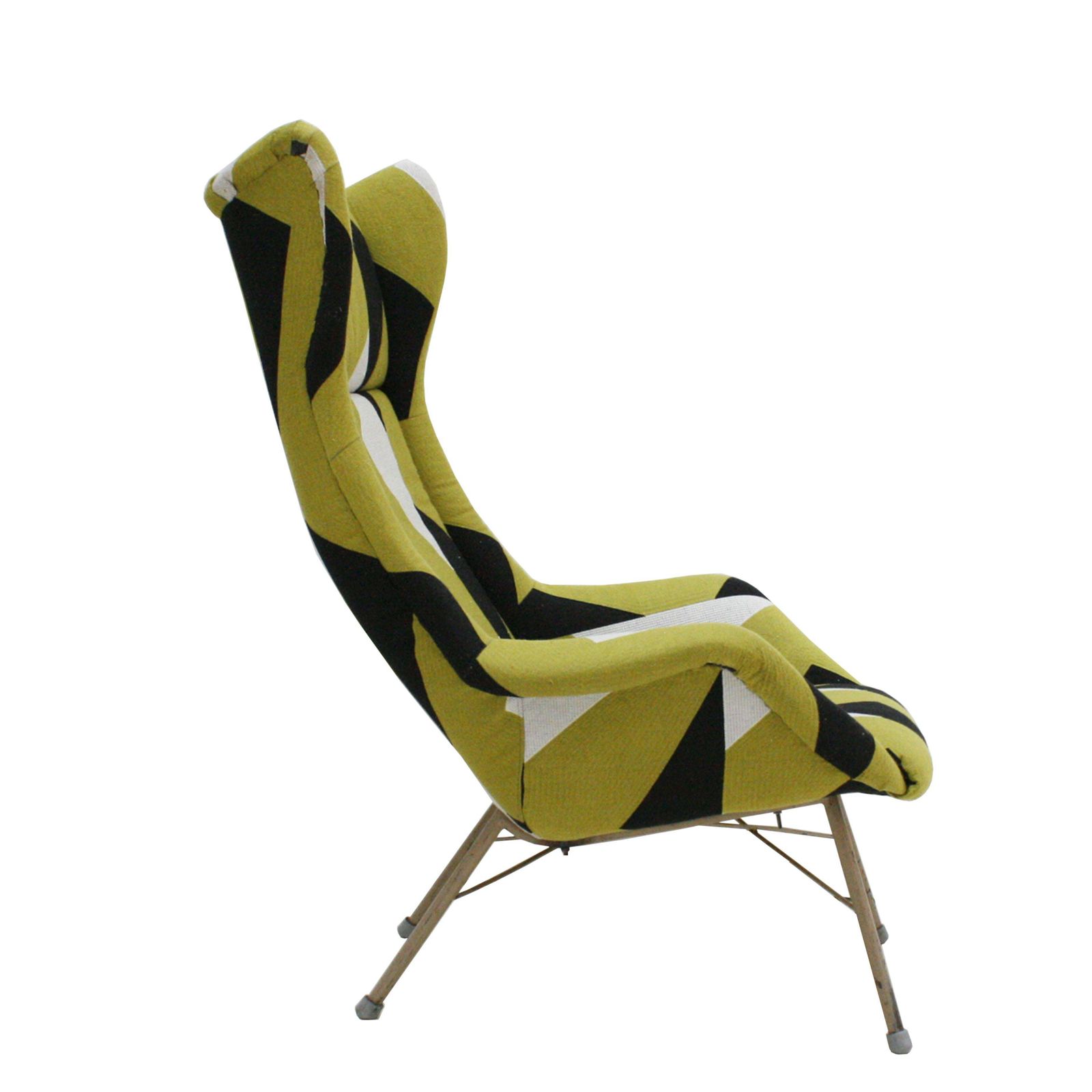 Miroslav Navratil's Mid Century Armchair Geometric Fabric, Czech Republic photo for sale