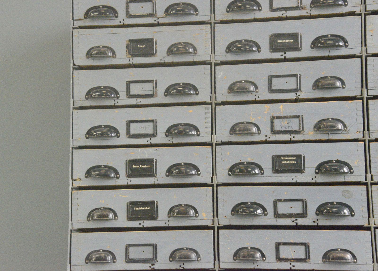 Large Bank Of German Industrial Drawers Circa 1950s photo for sale