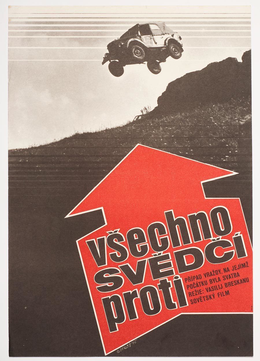 Original Film Poster, All The Evidences Against Him, Alexej Jaroš, 1975, Genuine Czech Vintage Print