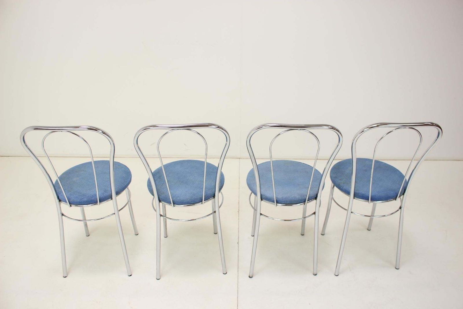 1980s Set Of Four Chrome Dining Chairs, Italy photo Furniture