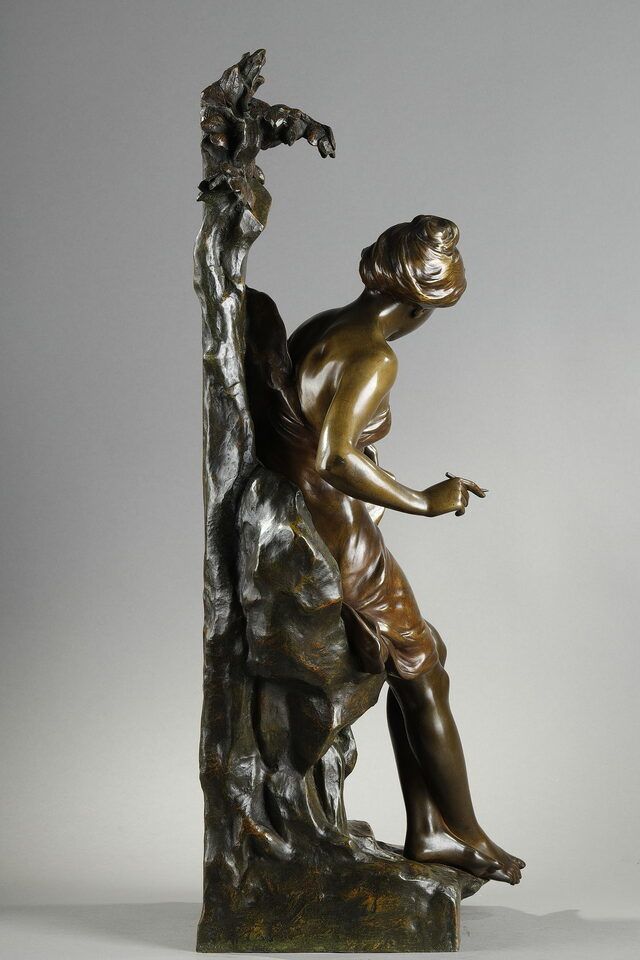 Sculpture Memoria In Patinated Bronze Signed Emile Louis Picault Late 19th Century photo Home Decor