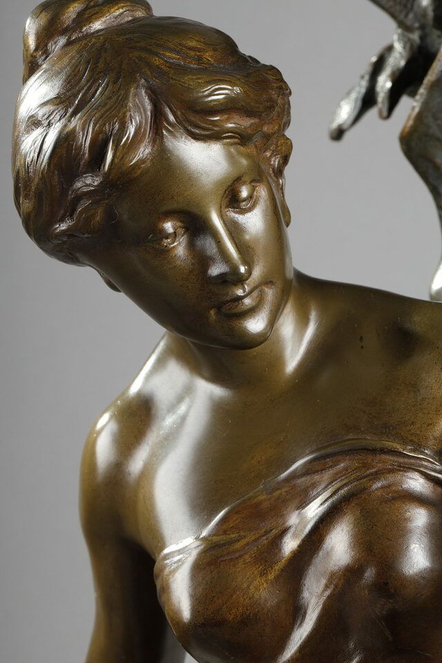 photo for sale Sculpture Memoria In Patinated Bronze Signed Emile Louis Picault Late 19th Century