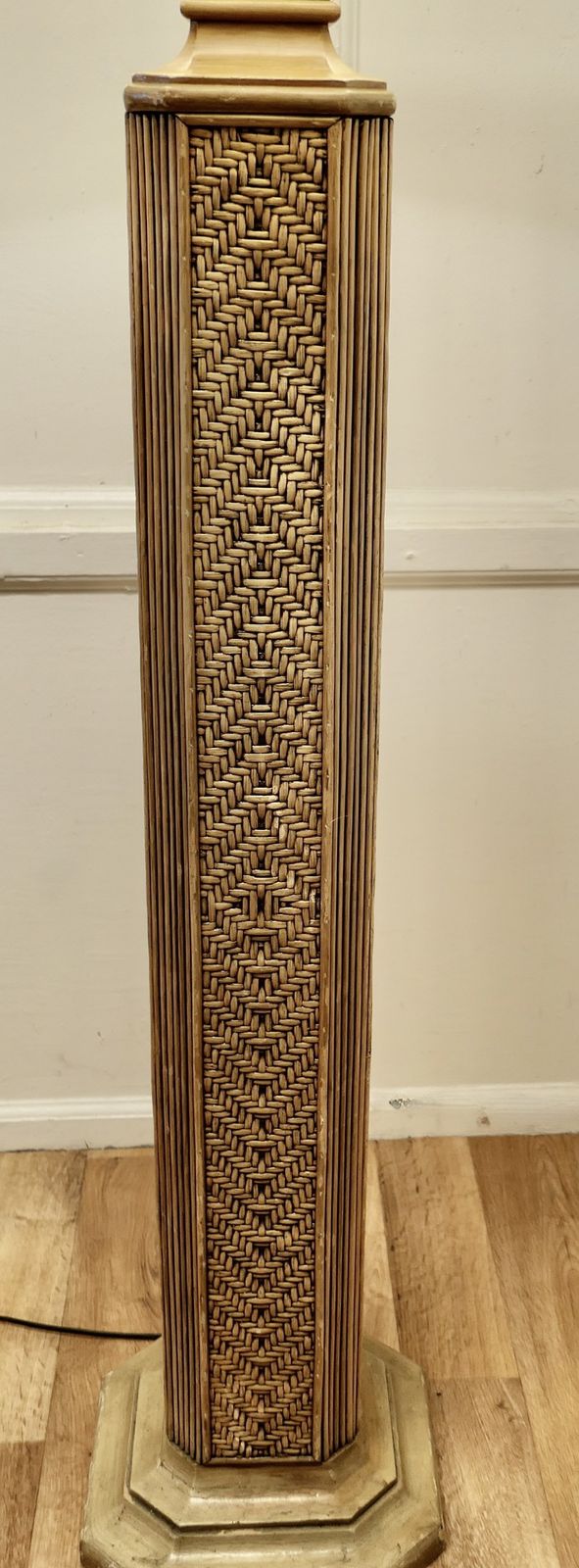 Tall Art Deco Bamboo Cane Column Floor Lamp photo Lighting