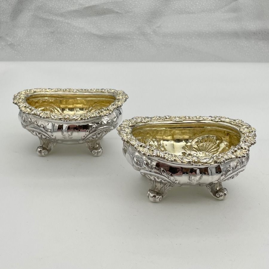 Early 19th Century Antique George IV Silver Set Four Salts London 1823 Joseph Angell photo for sale