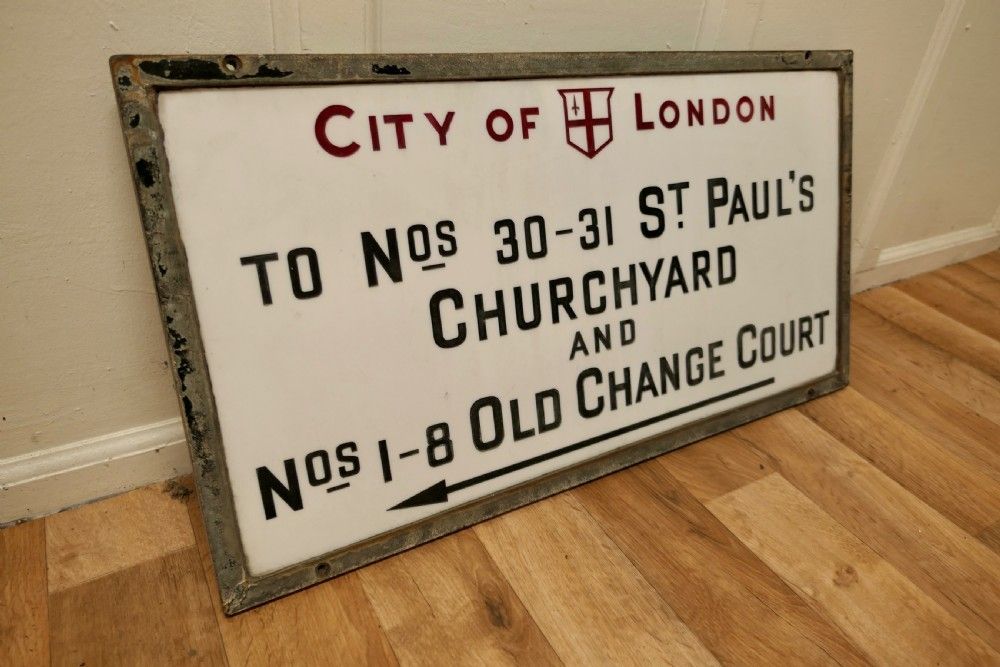 St Paul’s Churchyard, City Of London Glass Edwardian Street Sign photo furniture