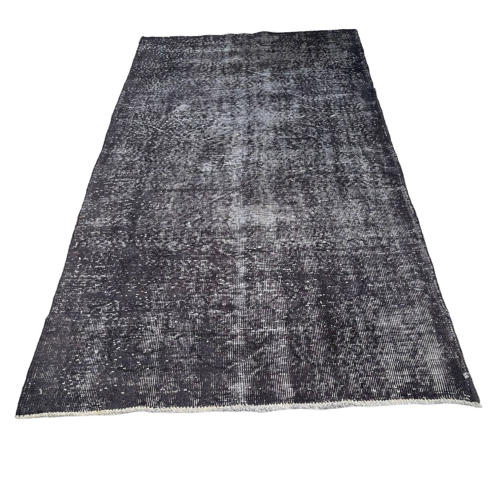 Distressed Turkish Rug 213 X 117 Cm Wool Vintage Rug, Over Dyed Gray photo vinterior