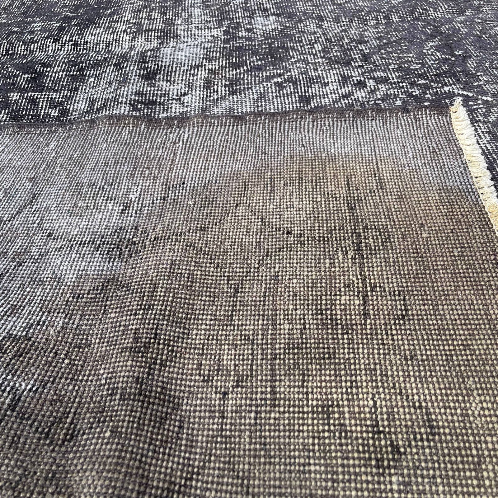 photo for sale Distressed Turkish Rug 213 X 117 Cm Wool Vintage Rug, Over Dyed Gray