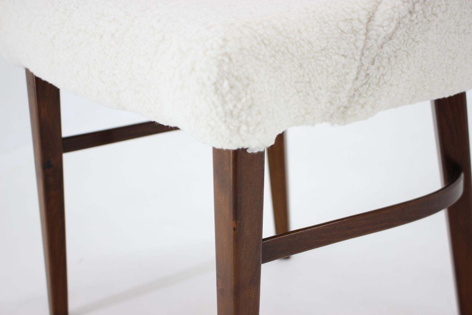 365.0 1960s Design Beech Chair In Sheepskin Fabric, Denmark photo