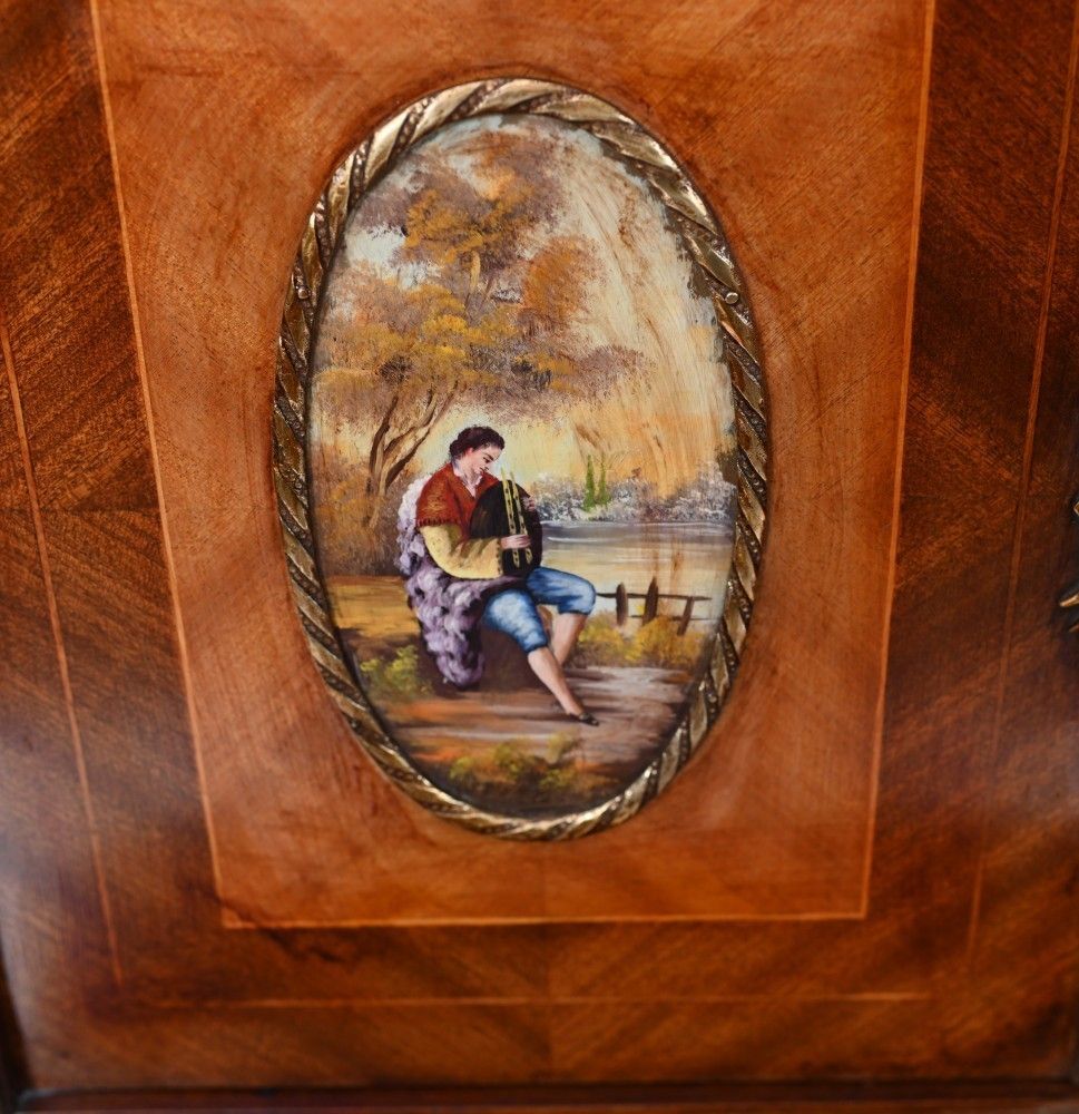 French Bonheur De Jour Desk Painted Placques Kingwood 1930s photo Furniture