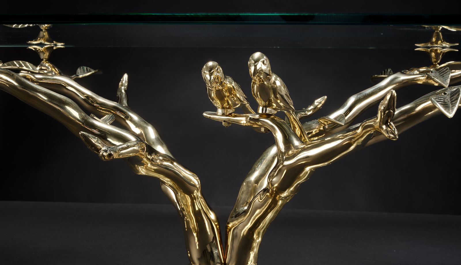 Stunning Mid Century Polished Brass "Bonsai Tree" Coffee Table In The Manner Of Willy Daro, Belgium Circa 1970’s photo Furniture