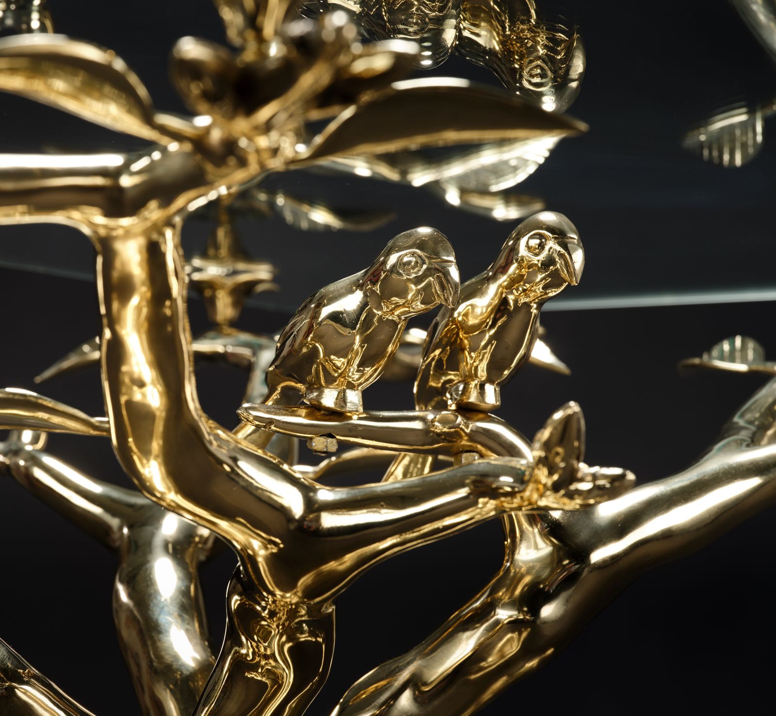 Furniture Stunning Mid Century Polished Brass "Bonsai Tree" Coffee Table In The Manner Of Willy Daro, Belgium Circa 1970’s photo