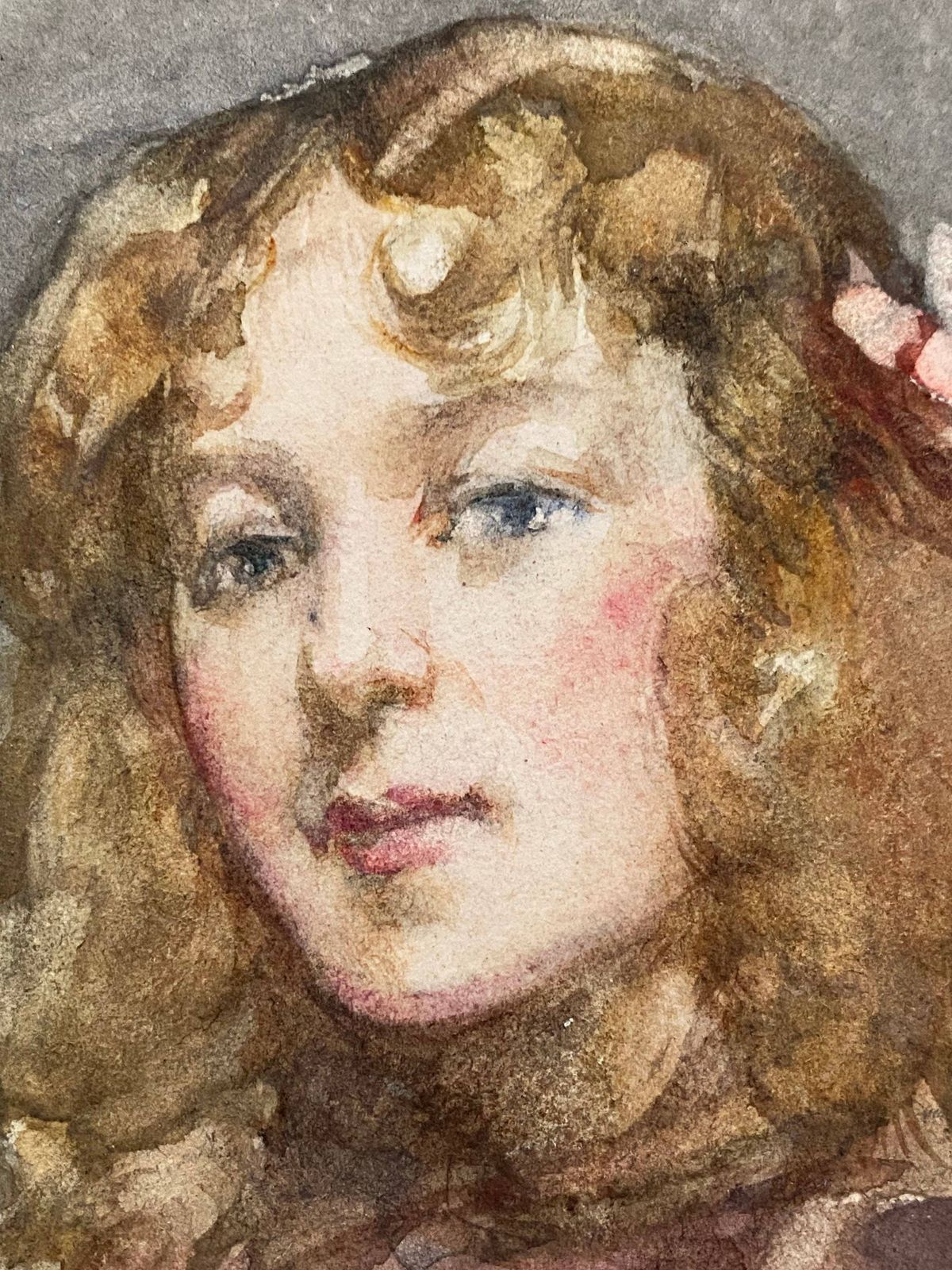 Robert Hope [1869 1936] Scottish Artist Rsa, Watercolour On Card Of Young Girl. photo for sale