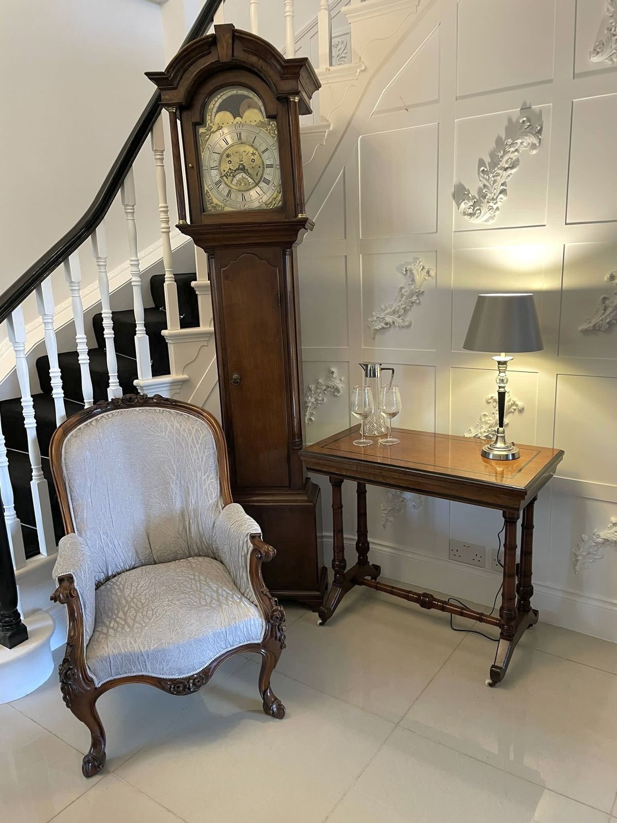 photo vinterior Antique Quality Oak And Ebony Fold Over Card Table