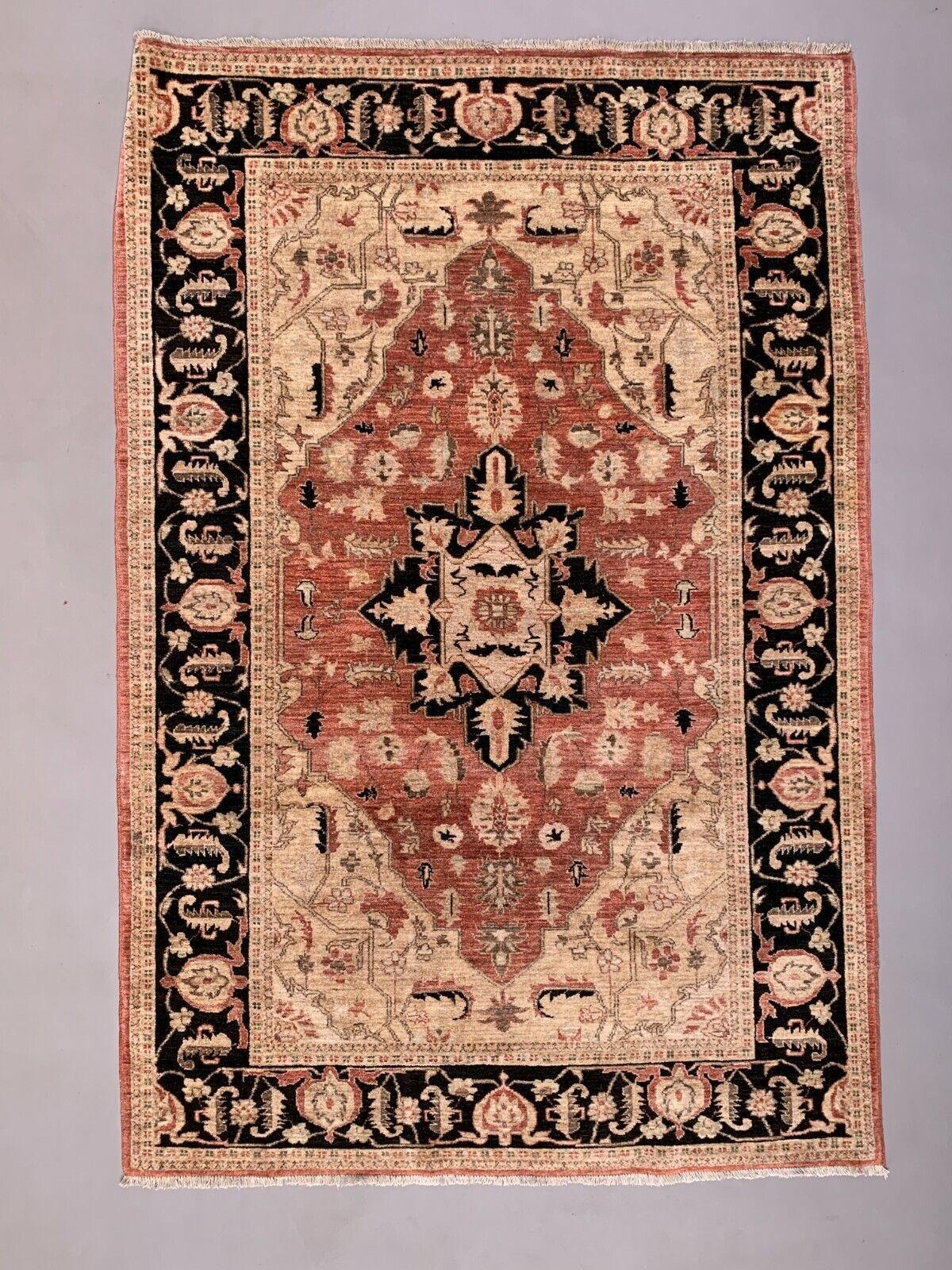 Fine Afghan Wool Ziegler Rug 276x184 Cm Handmade Chobi Red, Beige Black, Large photo furniture