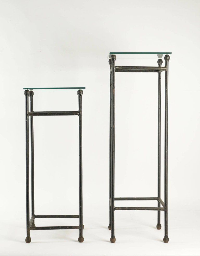 Two Consoles In Wrought Iron Under Glass In An Industrial Style 20th Century photo furniture