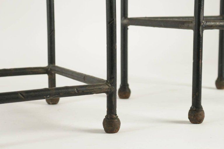 Two Consoles In Wrought Iron Under Glass In An Industrial Style 20th Century photo Furniture