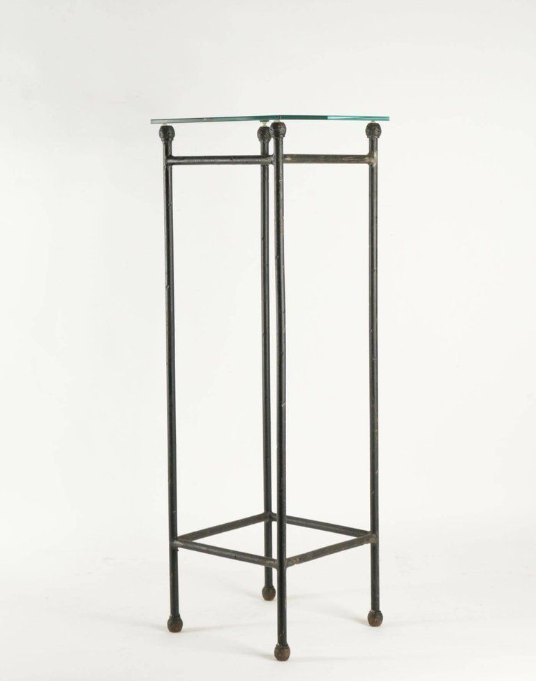 Two Consoles In Wrought Iron Under Glass In An Industrial Style 20th Century photo vintage