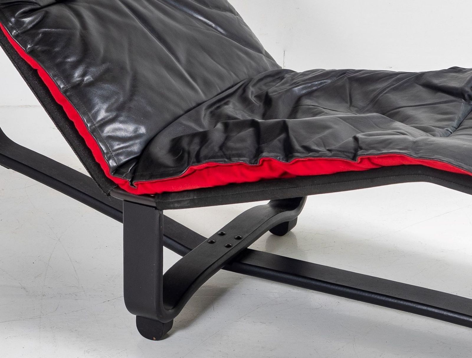 Mid Century 1970s Ingmar Relling Black Leather Reclining Chaise Lounger photo buy