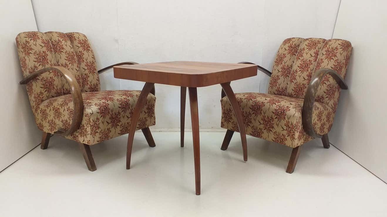 Set Of 2 Armchairs Halabala And Coffee Table For Up Závody Czechoslovakia photo furniture