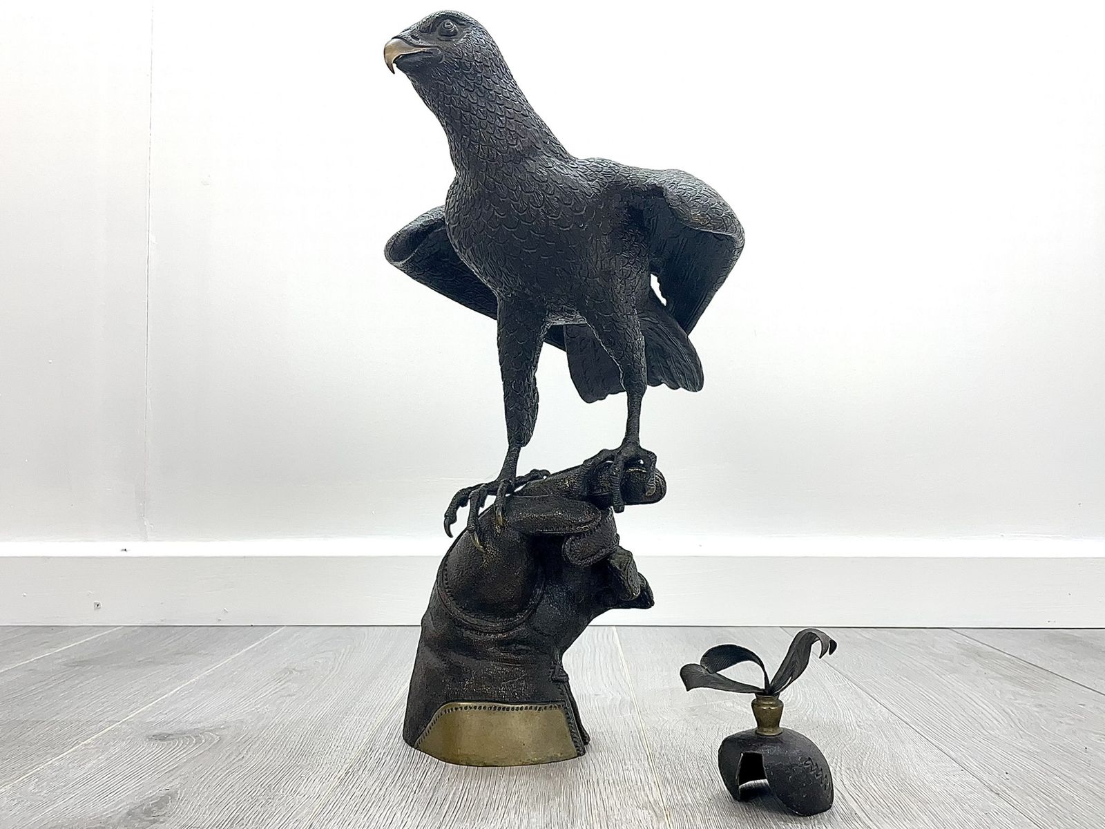 Bronze Falcon, Perched Upon A Falconers Glove   In The Manner Of Gallo
