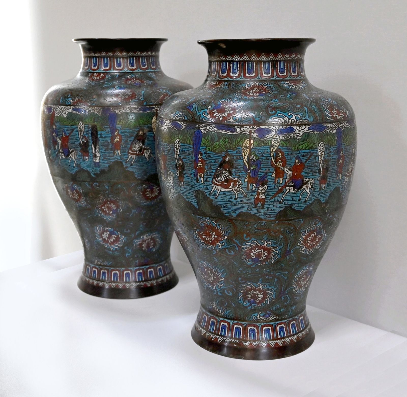 Pair Of Important Enamel Vases, Japan, 19th Century photo furniture
