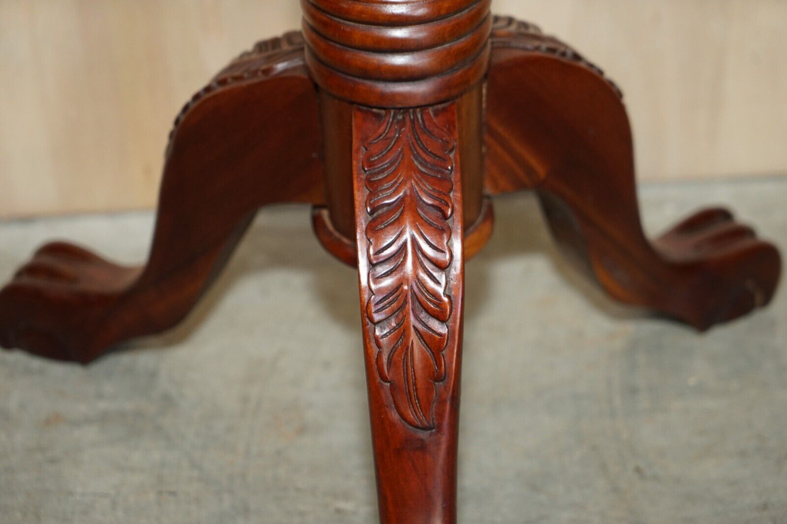 Home Decor Pair Of Fruitwood Vine Hand Carved Jardiniere Display Stands Claw & Ball Feet photo