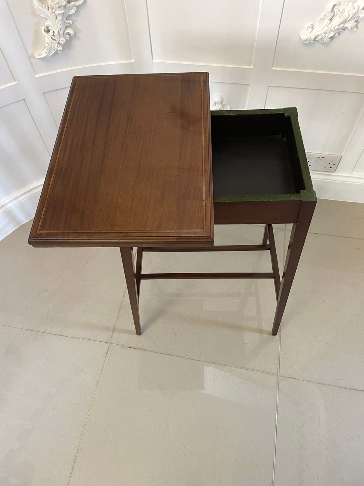 Furniture Antique Quality Mahogany Inlaid Fold Over Card Table photo